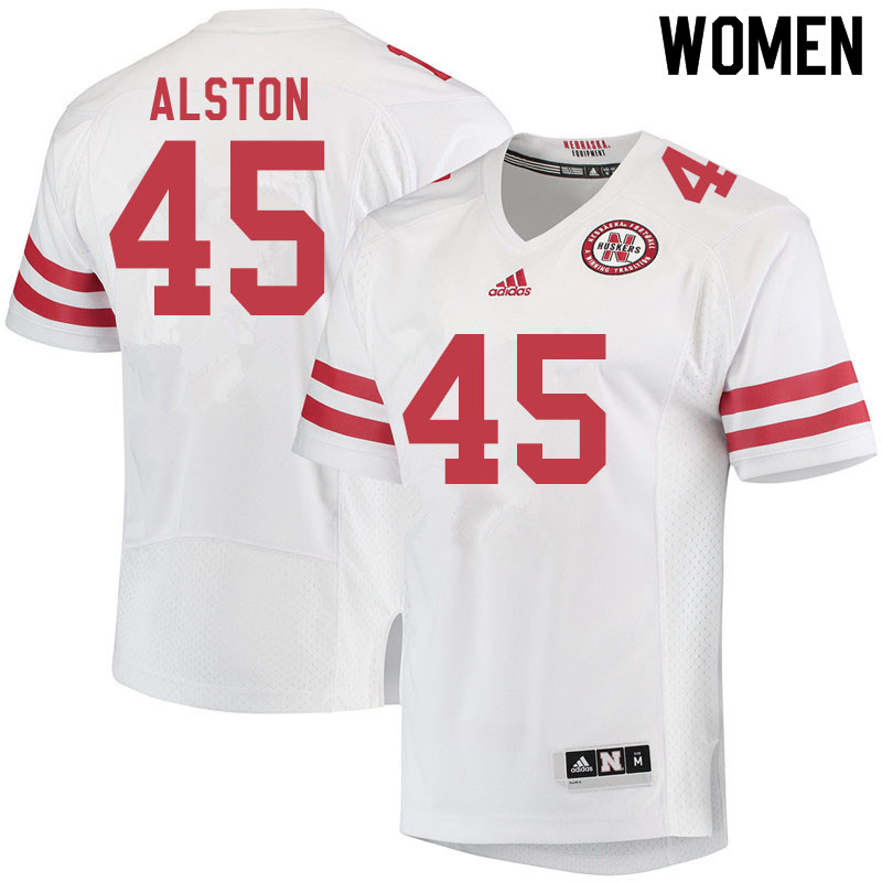 Women #45 David Alston Nebraska Cornhuskers College Football Jerseys Sale-White - Click Image to Close